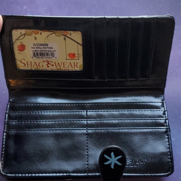 NWT Summer Seashells Wallet - Black Vegan Leather - Picture 2 of 7